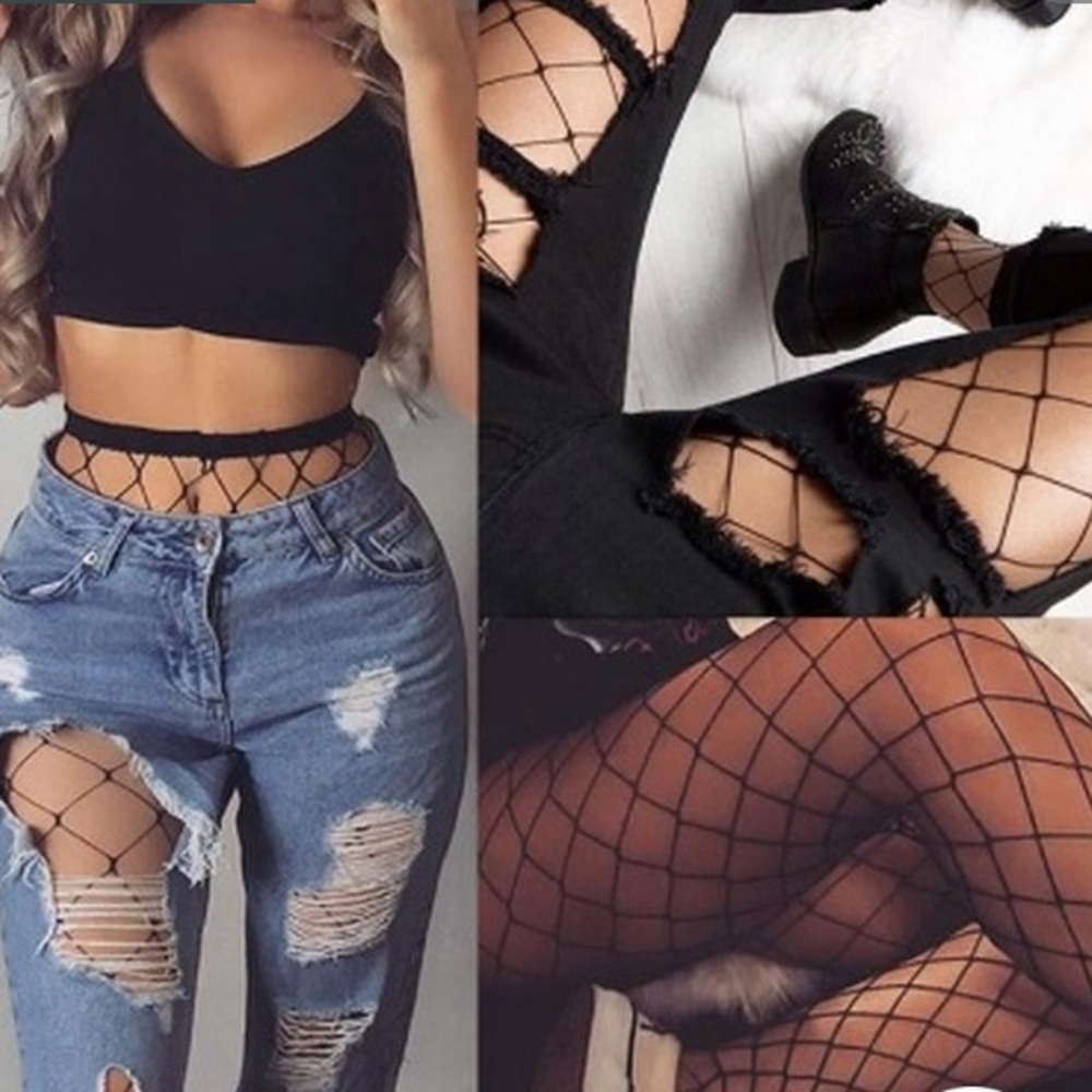 🖤 FUNKY FISHNET BLACK STOCKINGS *NWT* - TRENDY